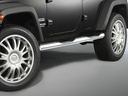 Jeep Wrangler Bj. 07-18, KR: COBRA Chrom-Seitenschutzrohre mit Trittstufen