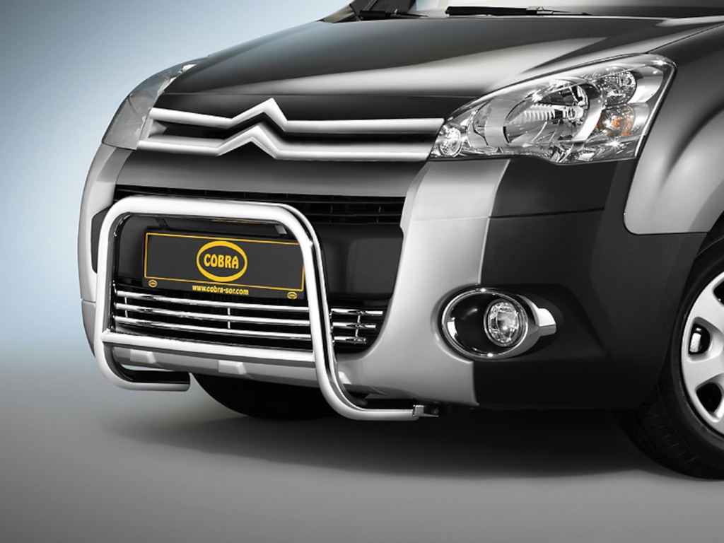 Citroen Berlingo, Peugeot Partner Tepee ab Bj. 08-18: COBRA Chrom-Frontschutzbügel