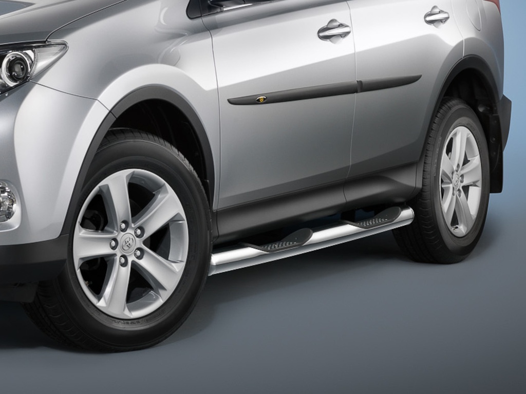 Toyota RAV4 Bj. 13-16: COBRA Chrom-Seitenschutzrohre mit Trittstufen