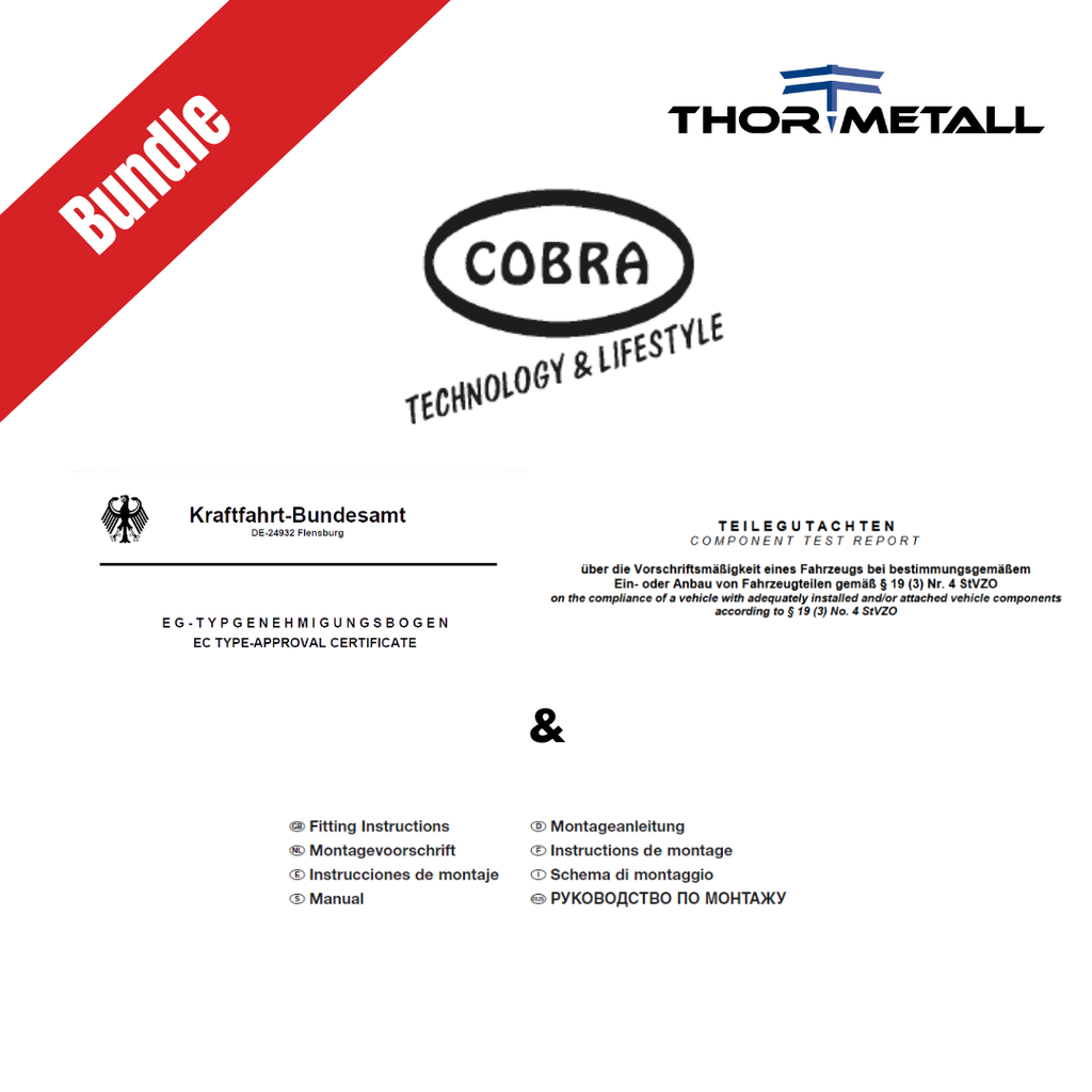 Pacchetto: certificato e istruzioni di montaggio per prodotti COBRA