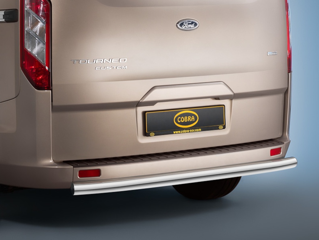 [FORD1291] Ford Tourneo + Transit Custom ab Bj.13, ohne Anhängerkupplung: COBRA Chrom-Heckschutzrohr