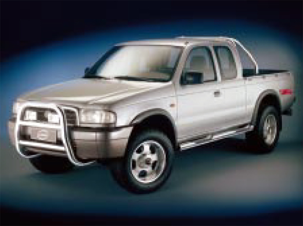 [FORD1311] Ford Ranger Bj. 99-06: COBRA Chrom-Seitenschutzrohre mit Trittstufen