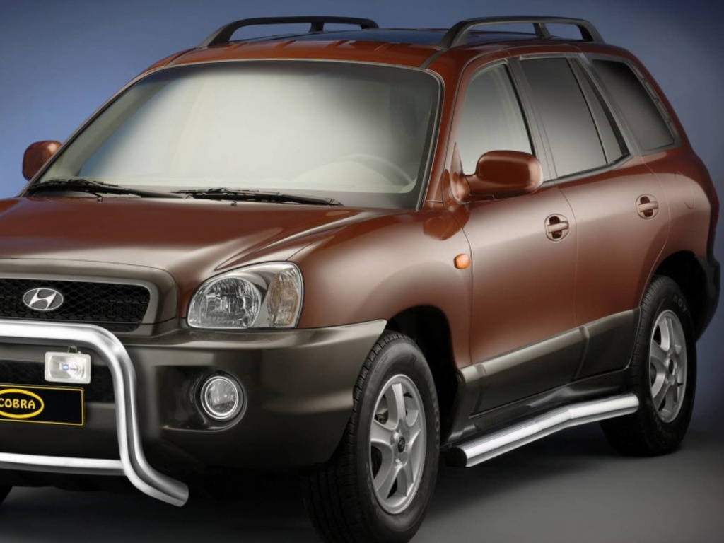 [HYU1073] Hyundai Santa Fe Bj. '00-10 / 04 (langer Radstand): COBRA Chrom-Seitenschutzrohre