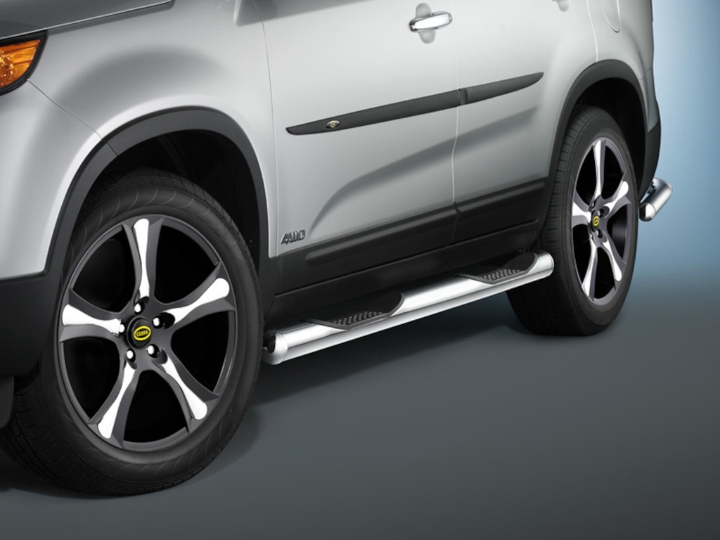[KIA1287] Kia Sorento Bj. 10-13: COBRA Chrom-Seitenschutzrohre mit Trittstufen