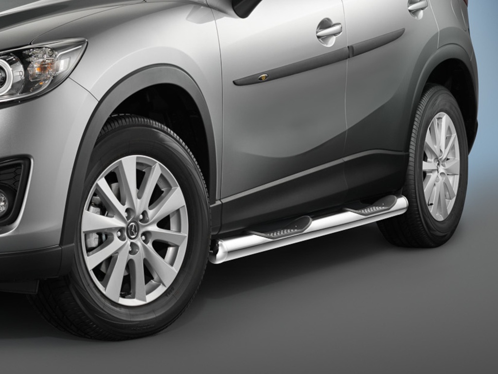 [MAZ1207] Mazda CX 5 ab Bj. 12: COBRA Chrom-Seitenschutzrohre mit Trittstufen