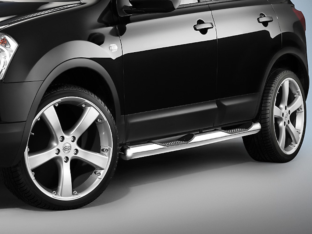 [NIS1347] Nissan Qashqai Bj. 07-17: COBRA Chrom-Seitenschutzrohre mit Trittstufen