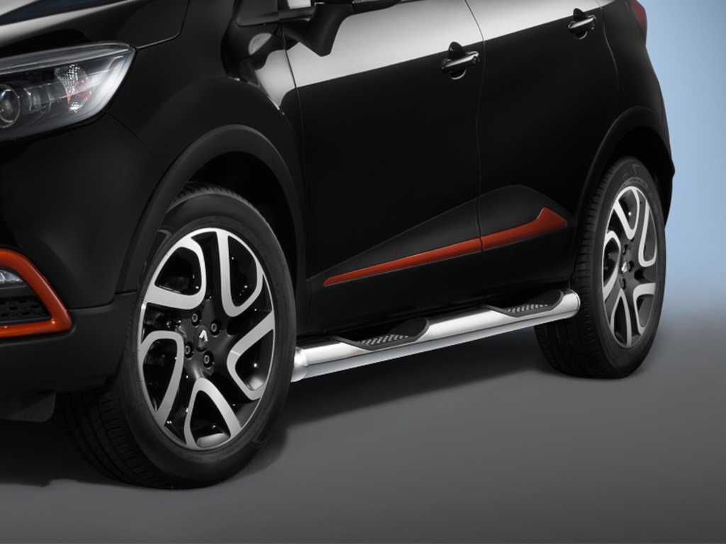 [REN1277] Renault Captur ab Bj. 13: COBRA Chrom-Seitenschutzrohre mit Trittstufen