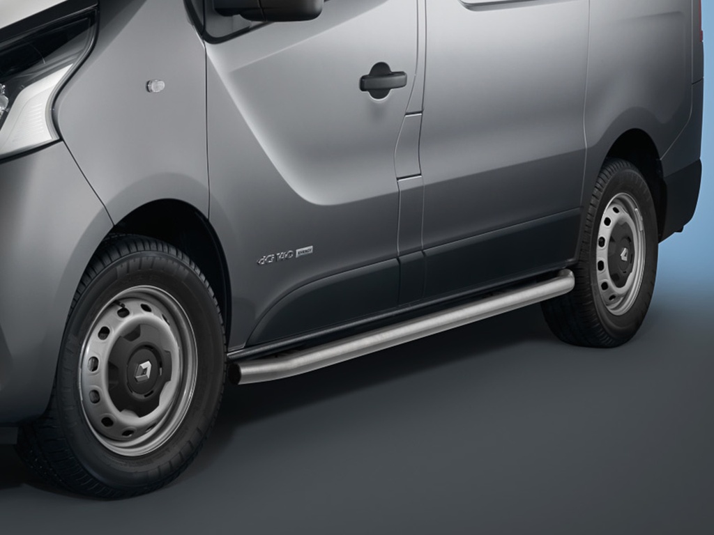 [REN1295-T] Renault Trafic, Opel Vivaro ab Bj. 14 (kurzer Radstand): COBRA Chrom-Seitenschutzrohre