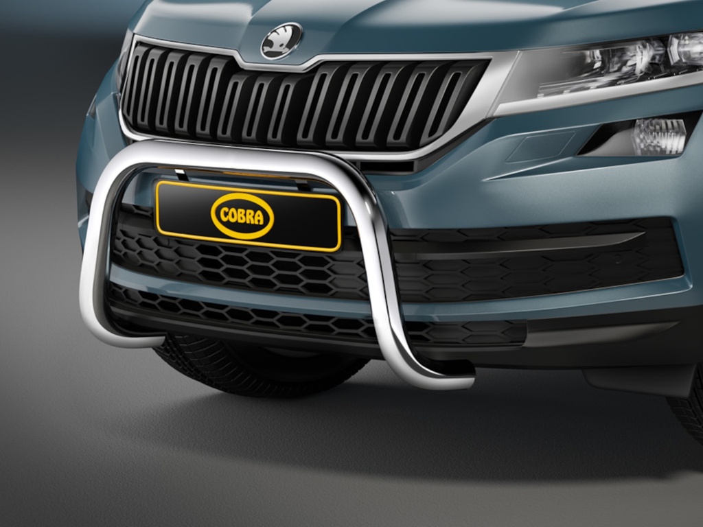 [SKO1023EC] Skoda Kodiaq Bj. 17-20: COBRA Chrom-Frontschutzbügel ohne Mittelstrebe