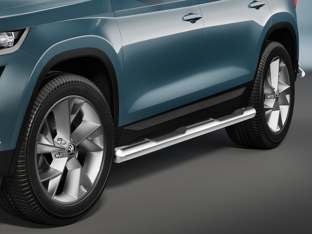 [SKO1025] Skoda Kodiaq ab Bj. 17: COBRA Chrom-Seitenschutzrohre mit Trittstufen