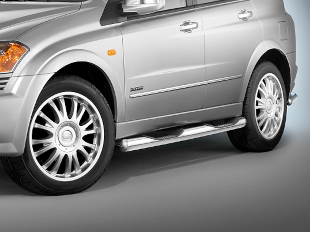 [SSA1077] Ssangyong Kyron ab Bj. 2005 & Actyon Bj. 06-12: COBRA Chrom-Seitenschutzrohre mit Trittstufen